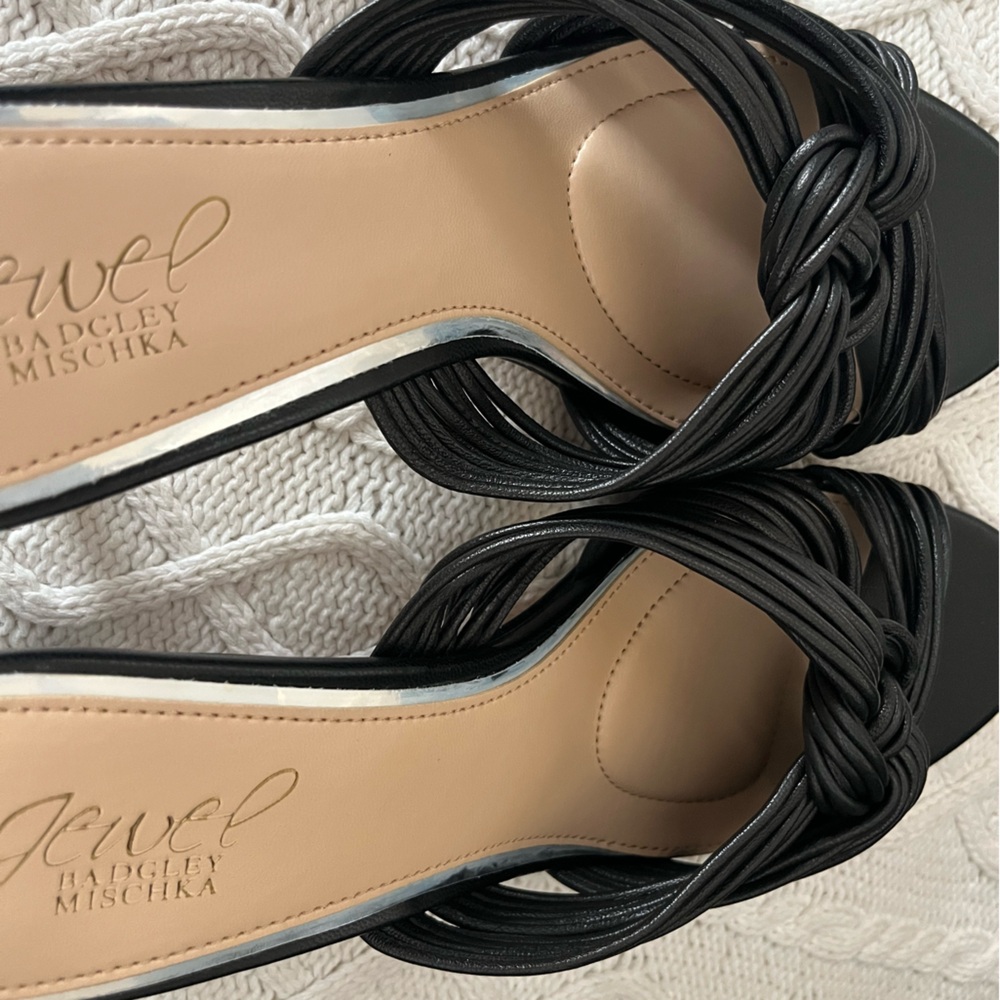 New! Jewel Badgley Mischka Black Heeled Slide Sandals Women’s Size 7.5 - Picture 4 of 14